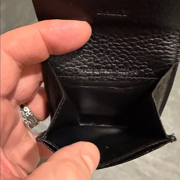 Bally Textured Black Card Holder with Gold Detail Made in Italy - Picture 7 of 10